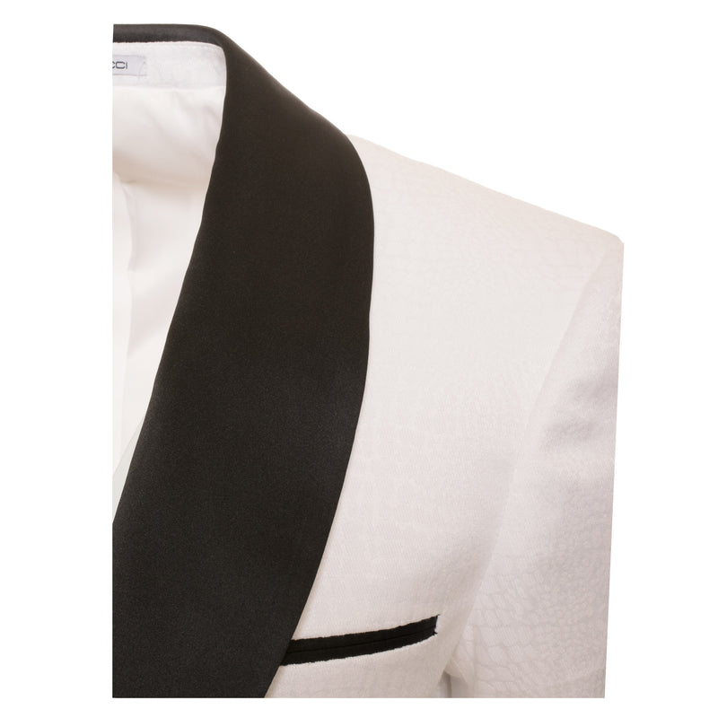 Ash All White Snake Skin Tuxedo Blazer - FHYINC best men's suits, tuxedos, formal men's wear wholesale