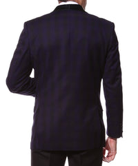 The Astor Purple Plaid Slim Shawl Tuxedo Blazer - FHYINC best men's suits, tuxedos, formal men's wear wholesale