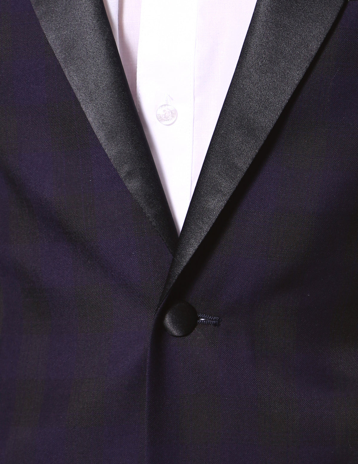 The Astor Purple Plaid Slim Shawl Tuxedo Blazer - FHYINC best men's suits, tuxedos, formal men's wear wholesale