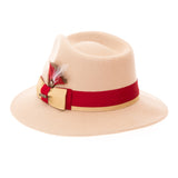 Grayson Fedora Crushable 100 % Australian Wool Traveler Two Tone Tan And Red Bottom Hat