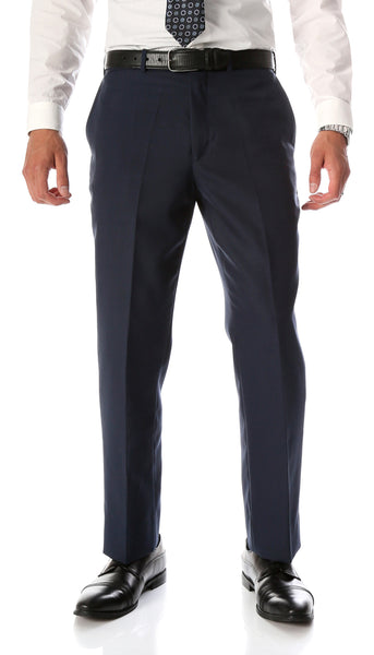 Ben Blue Wool Blend Modern Fit Traveler Dress Pants - FHYINC best men's suits, tuxedos, formal men's wear wholesale
