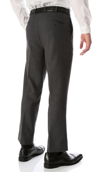 Ben Medium Grey Wool Blend Modern Fit Traveler Dress Pants - FHYINC best men's suits, tuxedos, formal men's wear wholesale