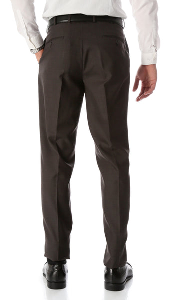 Ben Taupe Wool Blend Modern Fit Traveler Dress Pants - FHYINC best men's suits, tuxedos, formal men's wear wholesale