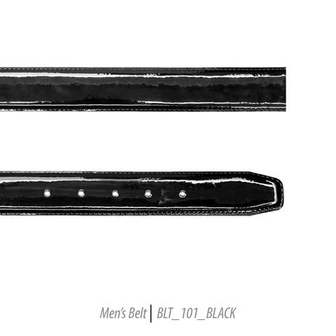 Ferrecci Mens 100% Genuine Shiny Black Leather Belt - One size Fits All