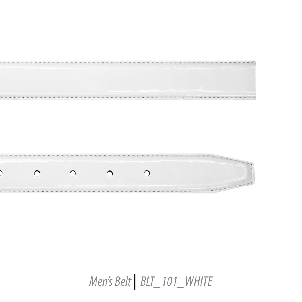 Ferrecci Mens 100% Genuine Shiny White Leather Belt - One size Fits All - FHYINC best men