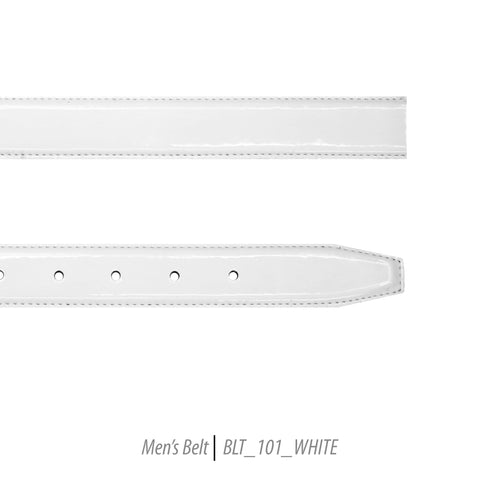 Ferrecci Mens 100% Genuine Shiny White Leather Belt - One size Fits All