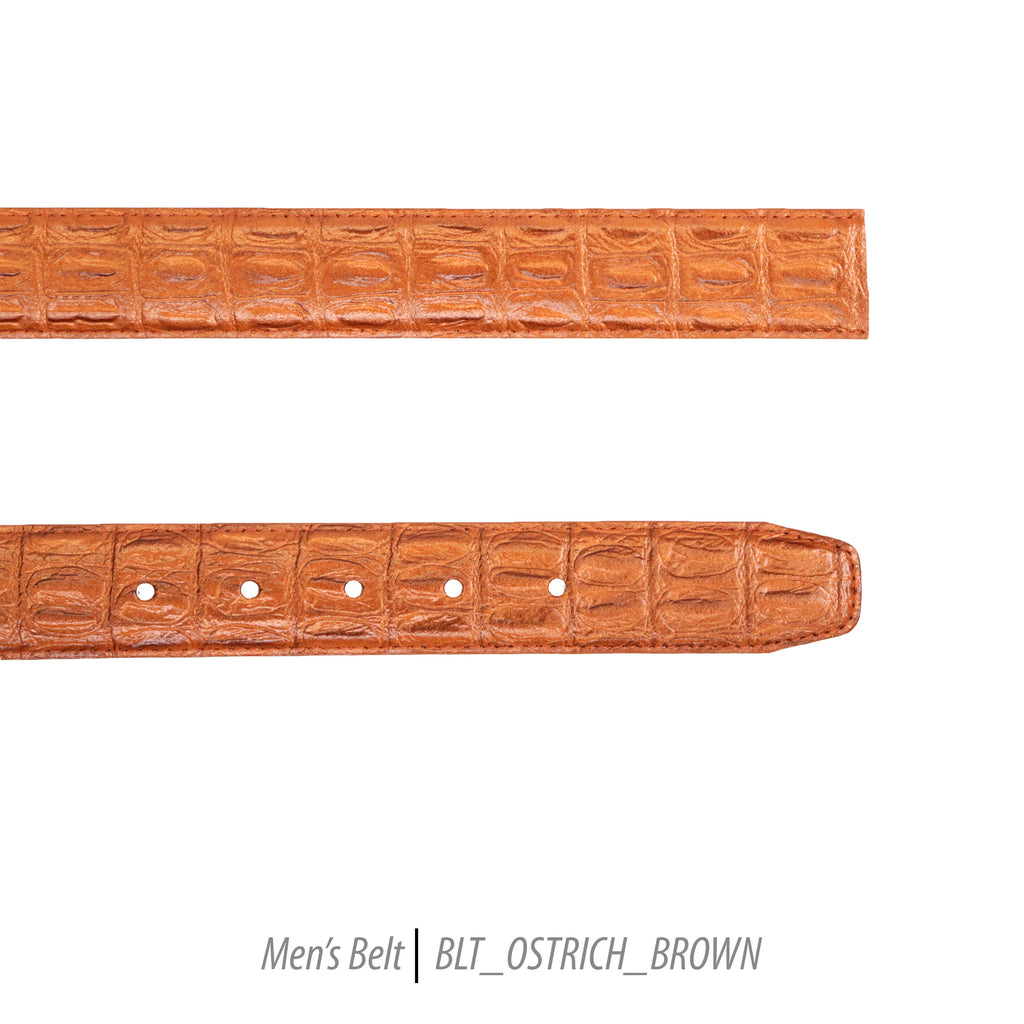 Ferrecci Mens 100% Genuine Leather Brown Belt w/Ostrich Top - One size Fits All - FHYINC best men