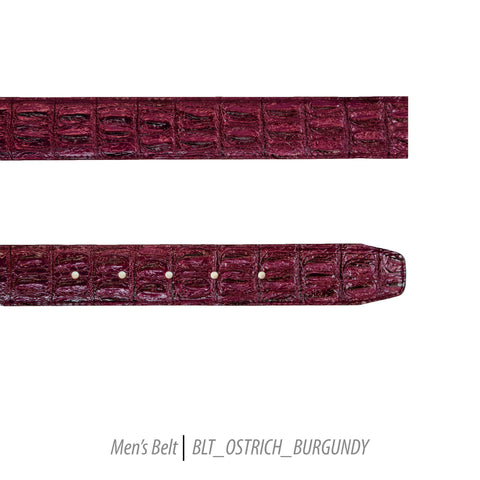 Ferrecci Mens 100% Genuine Leather Burgundy Belt w/Ostrich Top - One size Fits All