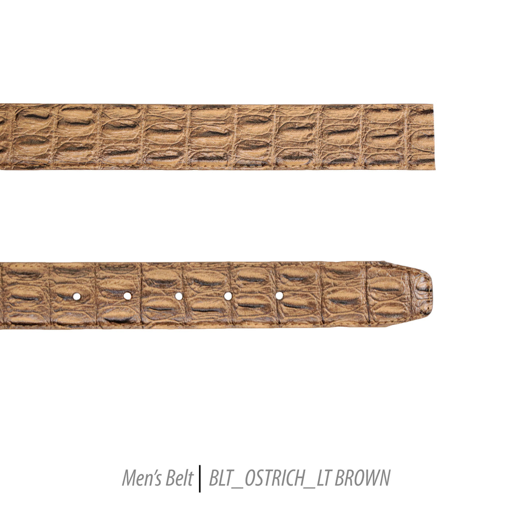 Ferrecci Mens 100% Genuine Leather Lite Brown Belt w/Ostrich Top - One size Fits All - FHYINC best men