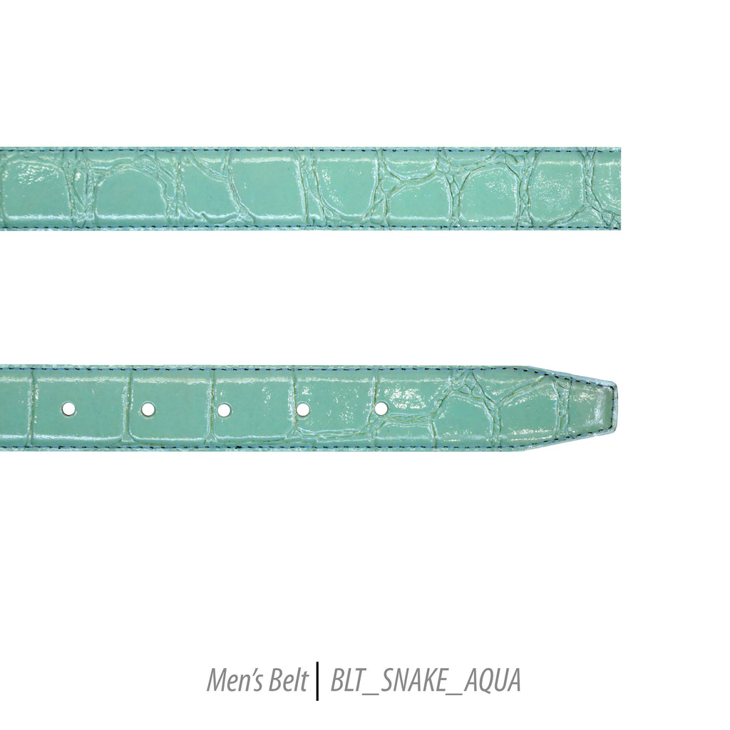 Ferrecci Mens 100% Genuine Leather Aqua Belt w/Snake Top - One size Fits All - FHYINC best men
