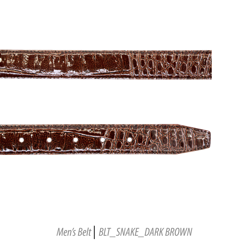 Ferrecci Mens 100% Genuine Leather Dark Brown Belt w/Snake Top - One size Fits All - FHYINC best men