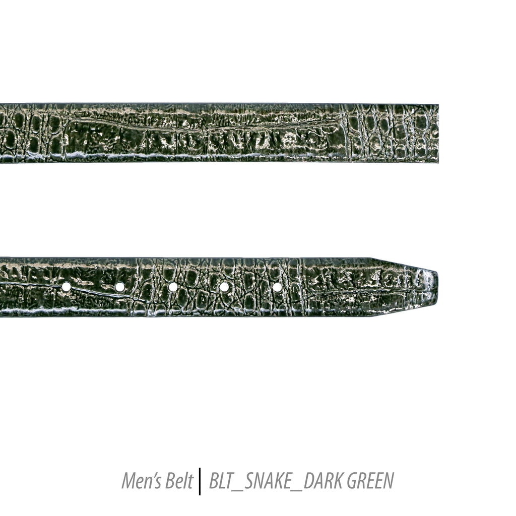 Ferrecci Mens 100% Genuine Leather Dark Green Belt w/Snake Top - One size Fits All - FHYINC best men