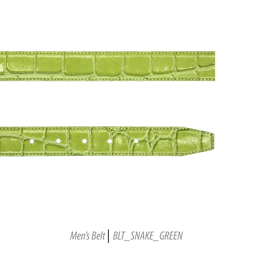 Ferrecci Mens 100% Genuine Leather Green Belt w/Snake Top - One size Fits All - FHYINC best men