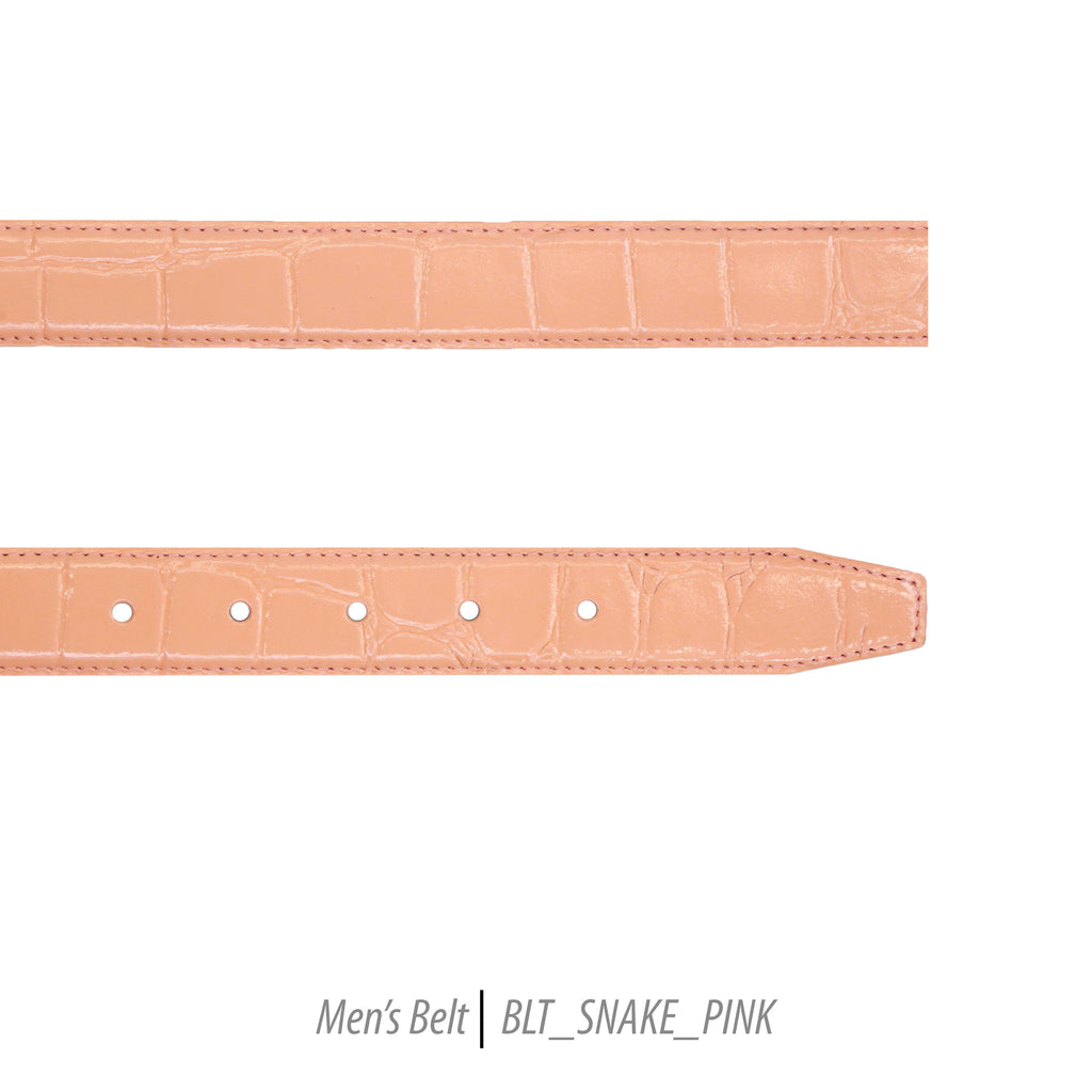 Ferrecci Mens 100% Genuine Leather Pink Belt w/Snake Top - One size Fits All - FHYINC best men