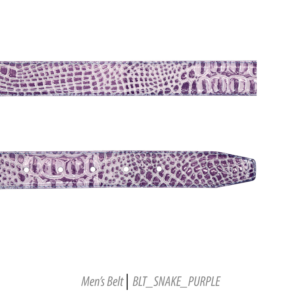 Ferrecci Mens 100% Genuine Leather Purple Belt w/Snake Top - One size Fits All - FHYINC best men