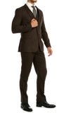 Bradford Cognac Slim Fit 3pc Tweed Suit - FHYINC best men's suits, tuxedos, formal men's wear wholesale