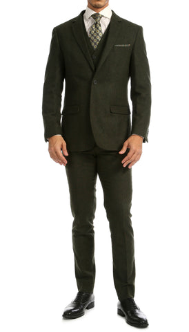Bradford Grey Slim Fit 3pc Tweed Suit
