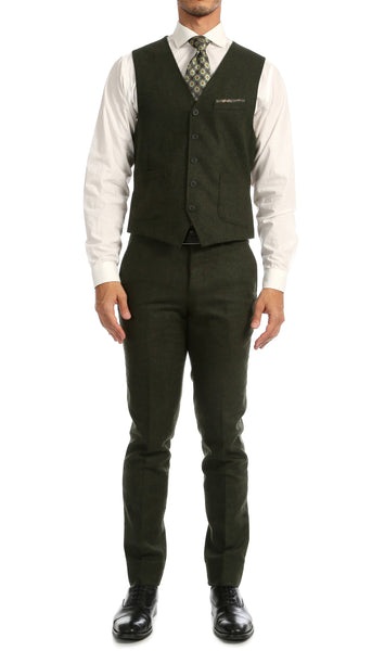 Bradford Hunter Green 3pc Tweed Suit - FHYINC best men's suits, tuxedos, formal men's wear wholesale