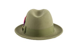 Ferrecci Brooks Soft 100% Australian Wool Felt Body with Removable Feather Fully Crushable olive green hat Great for Travel