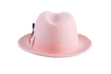 Ferrecci Brooks Soft 100% Australian Wool Felt Body with Removable Feather Fully Crushable pink hat Great for Travel