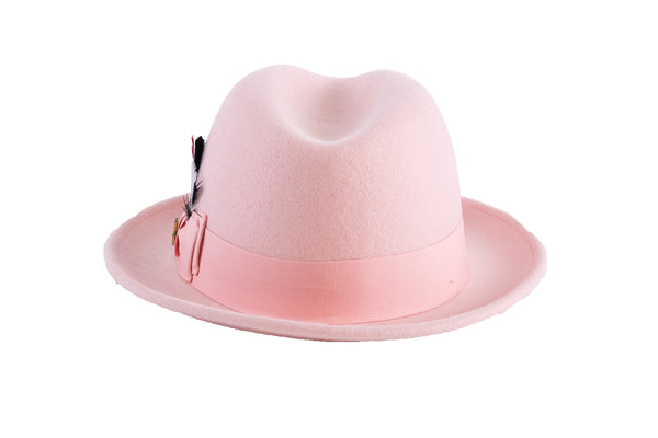 Ferrecci Brooks Soft 100% Australian Wool Felt Body with Removable Feather Fully Crushable pink hat Great for Travel