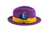 Ferrecci Brooks Soft 100% Australian Wool Felt Body with Removable Feather Fully Crushable purple hat Great for Travel