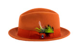 Ferrecci Brooks Soft 100% Australian Wool Felt Body with Removable Feather Fully Crushable rust hat Great for Travel