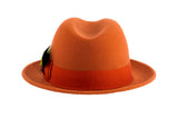 Ferrecci Brooks Soft 100% Australian Wool Felt Body with Removable Feather Fully Crushable rust hat Great for Travel
