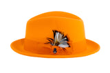 Ferrecci Brooks Soft 100% Australian Wool Felt Body with Removable Feather Fully Crushable tangerine hat Great for Travel