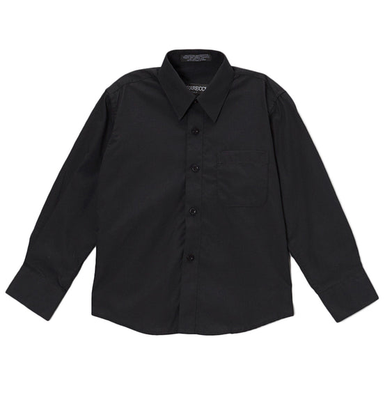 Ferrecci Boys Cotton Blend Black Dress Shirt - FHYINC best men's suits, tuxedos, formal men's wear wholesale