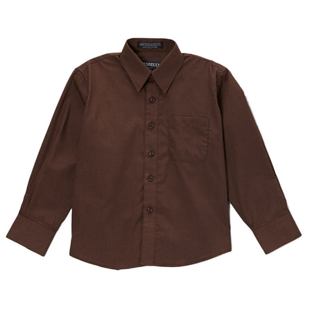 Ferrecci Boys Cotton Blend Brown Dress Shirt