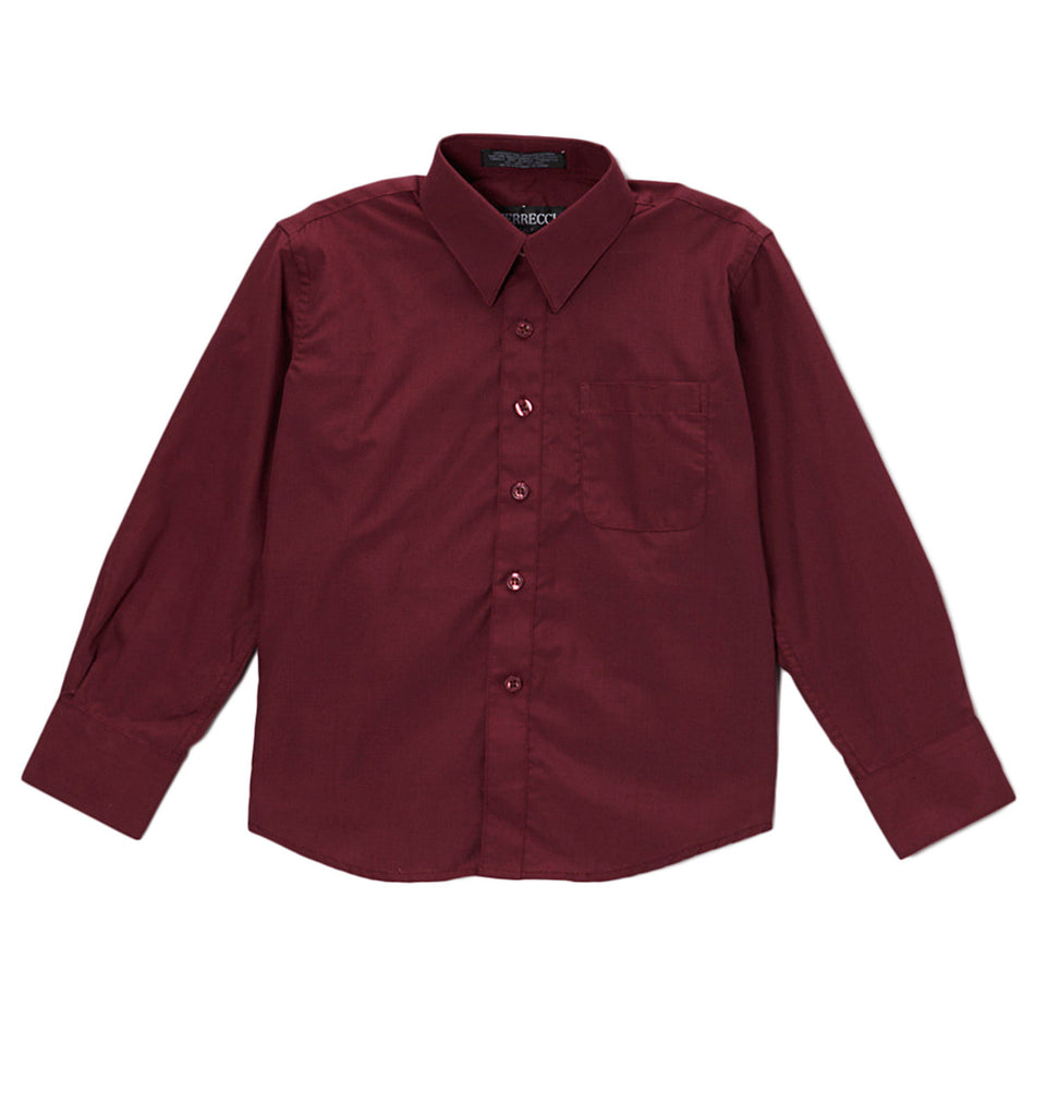 Ferrecci Boys Cotton Blend Burgundy Dress Shirt - FHYINC best men
