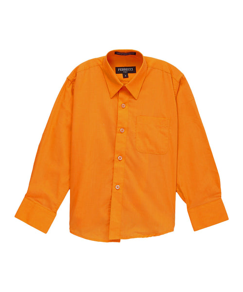 Ferrecci Boys Cotton Blend Orange Dress Shirt - FHYINC best men's suits, tuxedos, formal men's wear wholesale