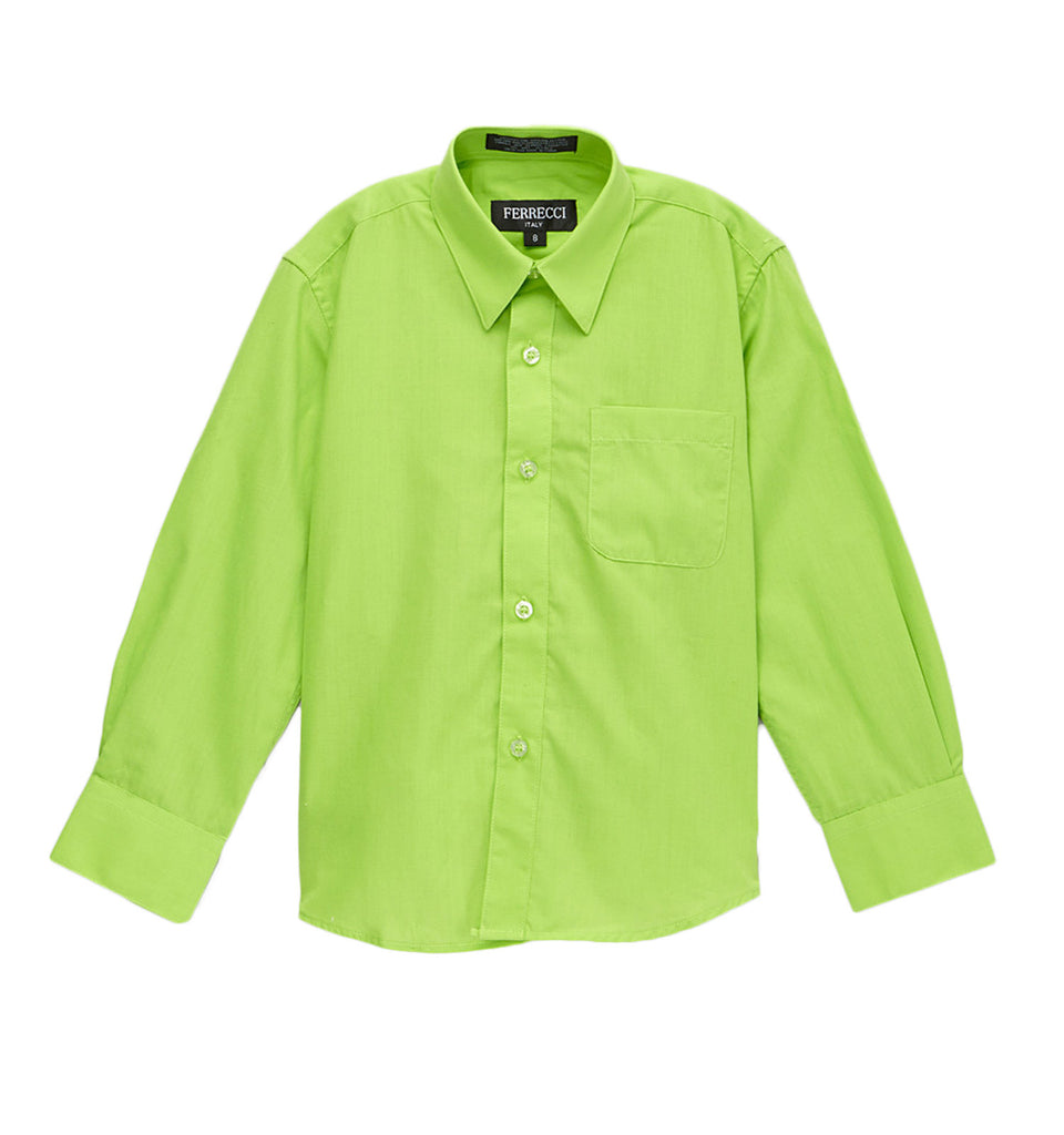 Ferrecci Boys Cotton Blend Lime Green Dress Shirt - FHYINC best men