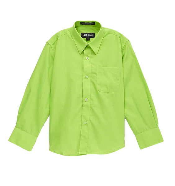 Ferrecci Boys Cotton Blend Lime Green Dress Shirt - FHYINC best men's suits, tuxedos, formal men's wear wholesale