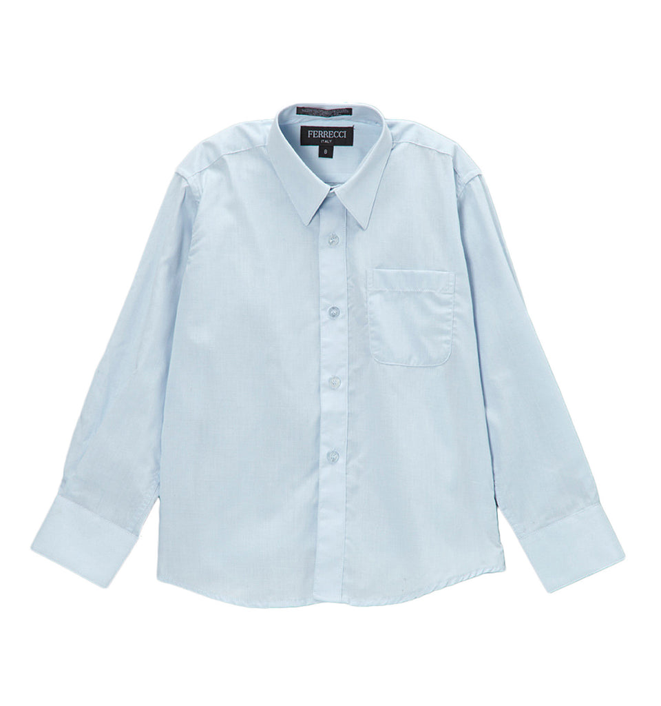 Ferrecci Boys Cotton Blend Light Blue Dress Shirt - FHYINC best men