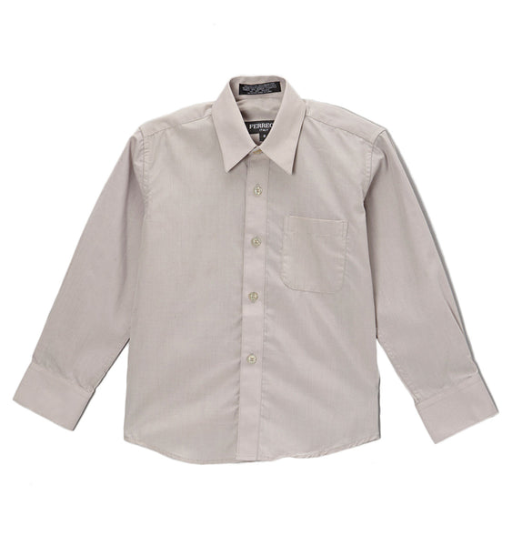 Ferrecci Boys Cotton Blend Light Grey Dress Shirt - FHYINC best men's suits, tuxedos, formal men's wear wholesale