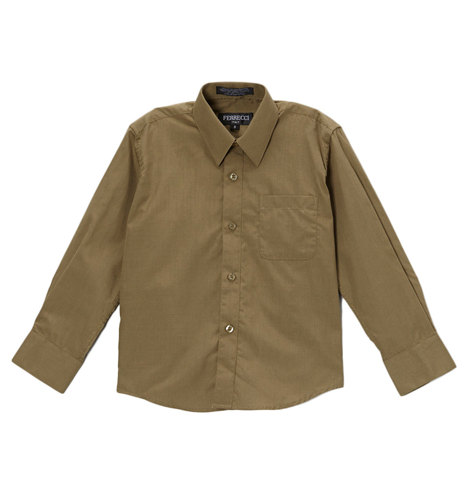 Ferrecci Boys Cotton Blend Olive Dress Shirt - FHYINC best men