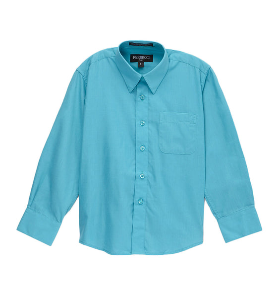 Ferrecci Boys Cotton Blend Turquoise Dress Shirt - FHYINC best men's suits, tuxedos, formal men's wear wholesale