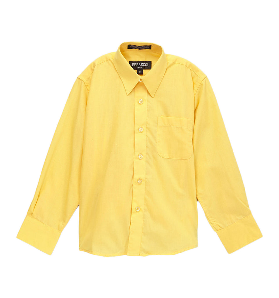 Ferrecci Boys Cotton Blend Yellow Dress Shirt - FHYINC best men