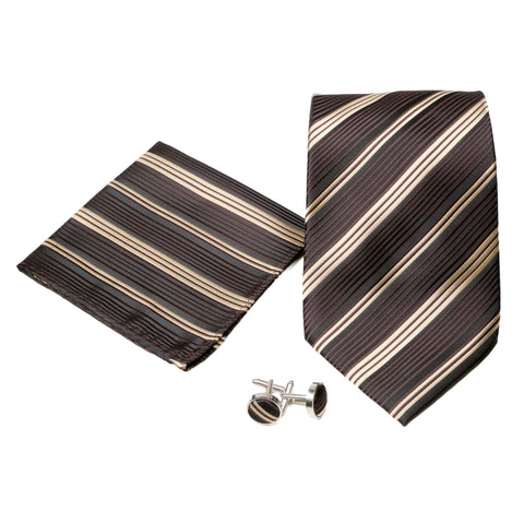 Men's Classic Brown-Tan Minimal Geometric Design 4-pc Necktie Box Set