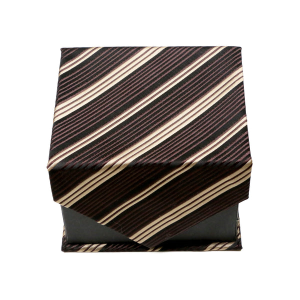 Men's Classic Brown-Tan Minimal Geometric Design 4-pc Necktie Box Set - FHYINC best men's suits, tuxedos, formal men's wear wholesale
