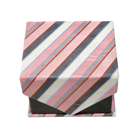 Men's Classic Pink-Grey Geometric Design 4-pc Necktie Box Set