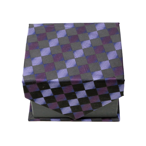 Men's Funky Black-Purple Geometric Design 4-pc Necktie Box Set