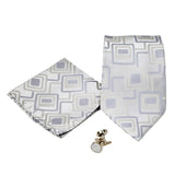 Men's Grey Rounded Square Geometric Pattern Design 4-pc Necktie Box Set - FHYINC best men's suits, tuxedos, formal men's wear wholesale
