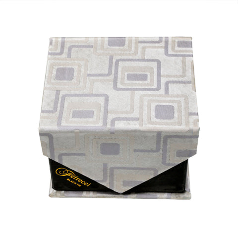 Men's Grey Rounded Square Geometric Pattern Design 4-pc Necktie Box Set