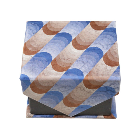 Men's Blue-Brown Geometric Pattern Design 4-pc Necktie Box Set
