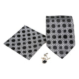 Men's Black-White Geometric Pattern Design 4-pc Necktie Box Set - FHYINC best men's suits, tuxedos, formal men's wear wholesale