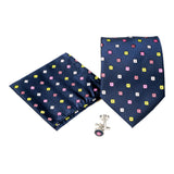 Men's Navy Blue Floral Pattern Design 4-pc Necktie Box Set - FHYINC best men's suits, tuxedos, formal men's wear wholesale