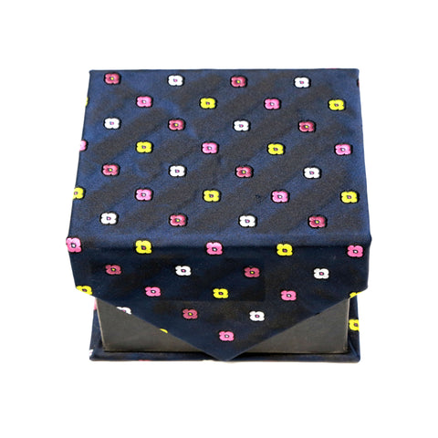 Men's Navy Blue Floral Pattern Design 4-pc Necktie Box Set